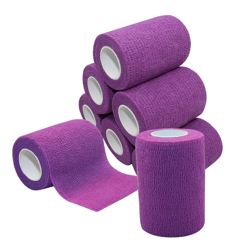 [8 Pack-3" x5Yards] MINGYUE Self Adhesive Bandage Wrap,Athletic Tape,Sports Tape,Wrist and Ankle Wrap Tape,Cohesive Bandage for Vet Tape(Purple)