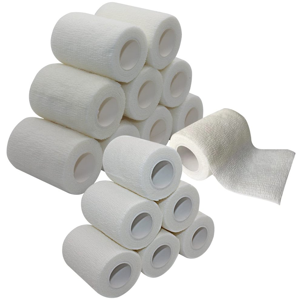 [16 Pack-3" x5Yards] MINGYUE Self Adhesive Bandage Wrap,Athletic Tape,Sports Tape,Wrist and Ankle Wrap Tape,Cohesive Bandage for Vet Tape(White)