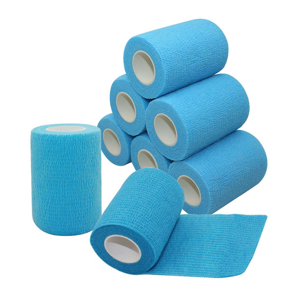[8 Pack-3" x5Yards] MINGYUE Self Adhesive Bandage Wrap,Athletic Tape,Sports Tape,Wrist and Ankle Wrap Tape,Cohesive Bandage for Vet Tape(Light Blue)