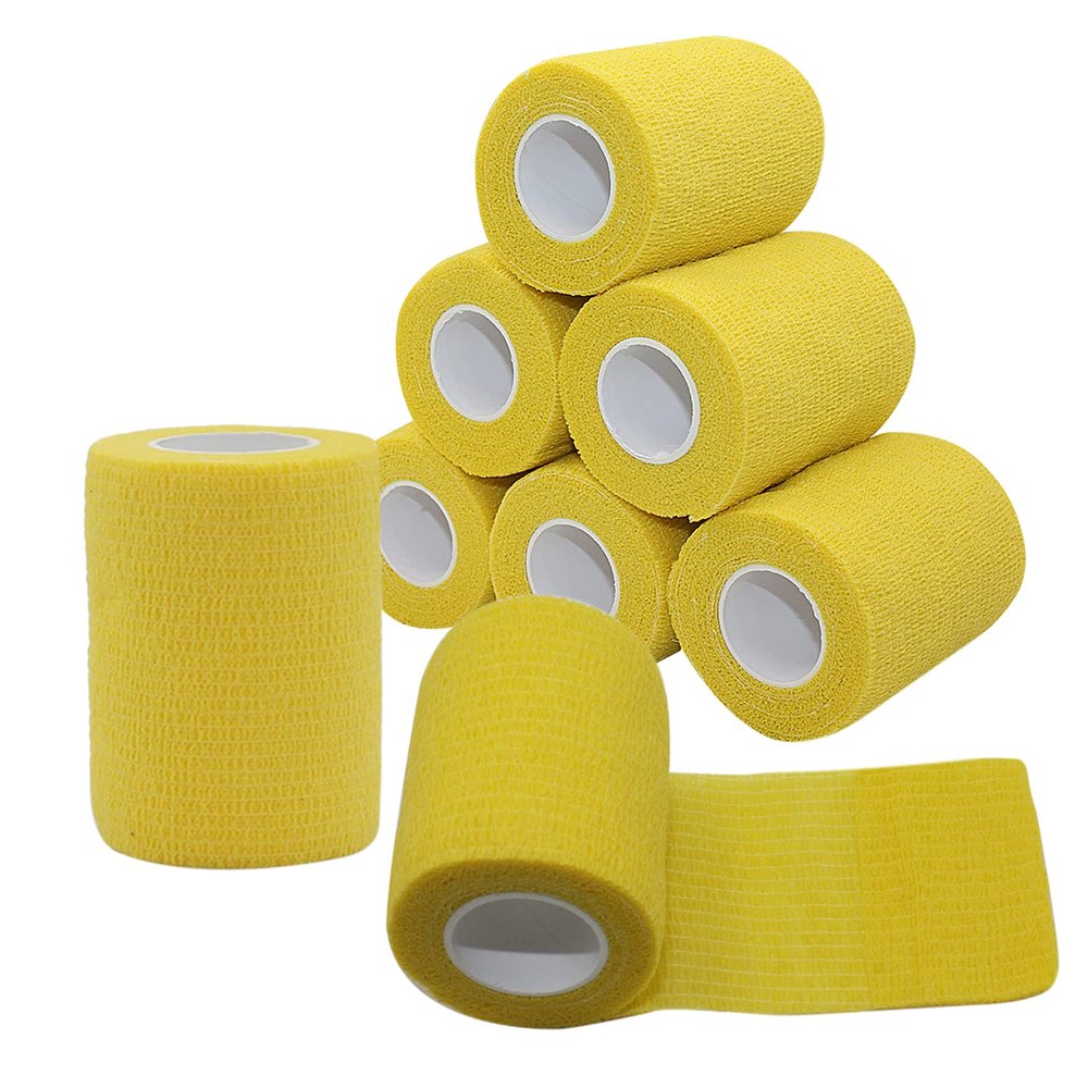 [8 Pack-3" x5Yards] MINGYUE Self Adhesive Bandage Wrap,Athletic Tape,Sports Tape,Wrist and Ankle Wrap Tape,Cohesive Bandage for Vet Tape(Yello)