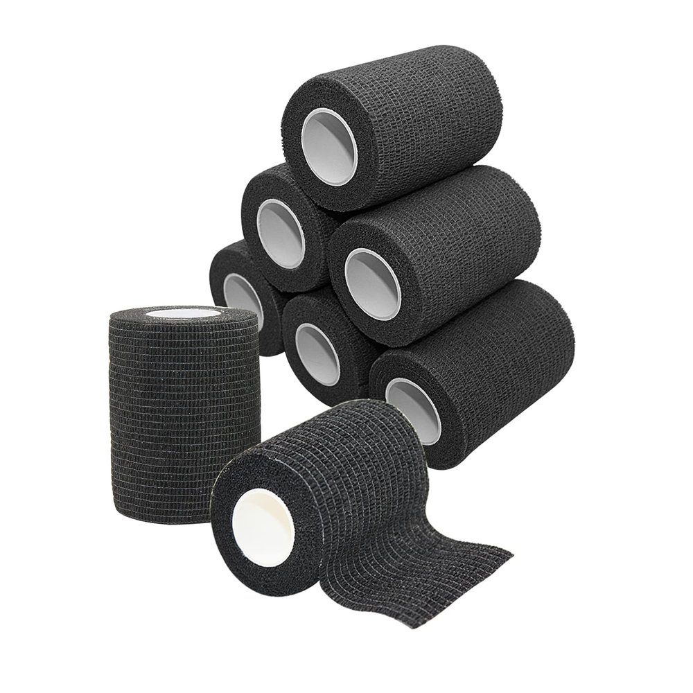 [8 Pack-3" x5Yards] MINGYUE Self Adhesive Bandage Wrap,Athletic Tape,Sports Tape,Wrist and Ankle Wrap Tape,Cohesive Bandage for Vet Tape(Black)