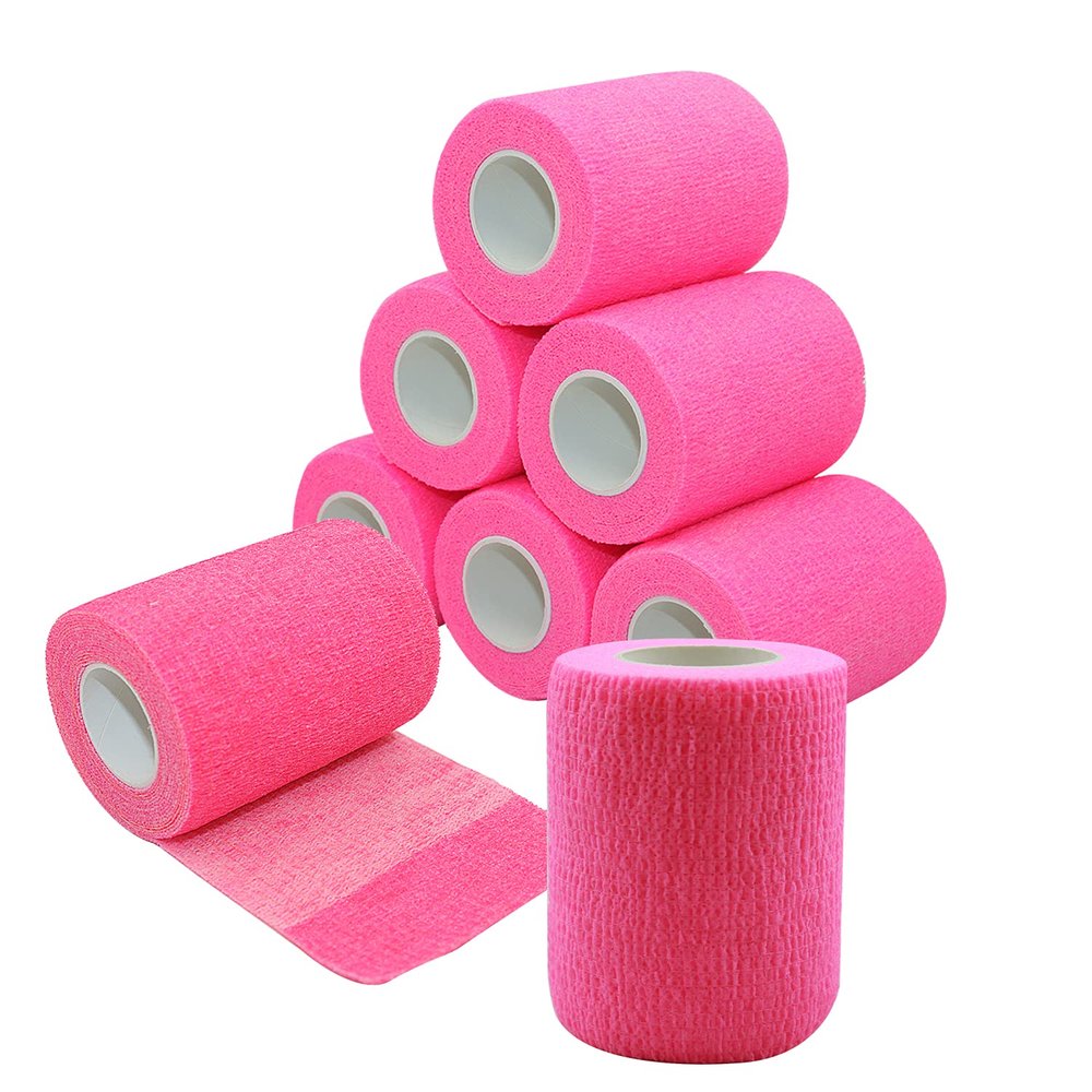 [8 Pack-3" x5Yards] MINGYUE Self Adhesive Bandage Wrap,Athletic Tape,Sports Tape,Wrist and Ankle Wrap Tape,Cohesive Bandage for Vet Tape(Pink)