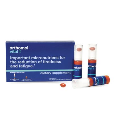 Orthomol Vital F Vial, Women's Multivitamin, 7-Day Supply, Vitamins A, B, C, D, E, K, Calcium, Iodine, Omega-3