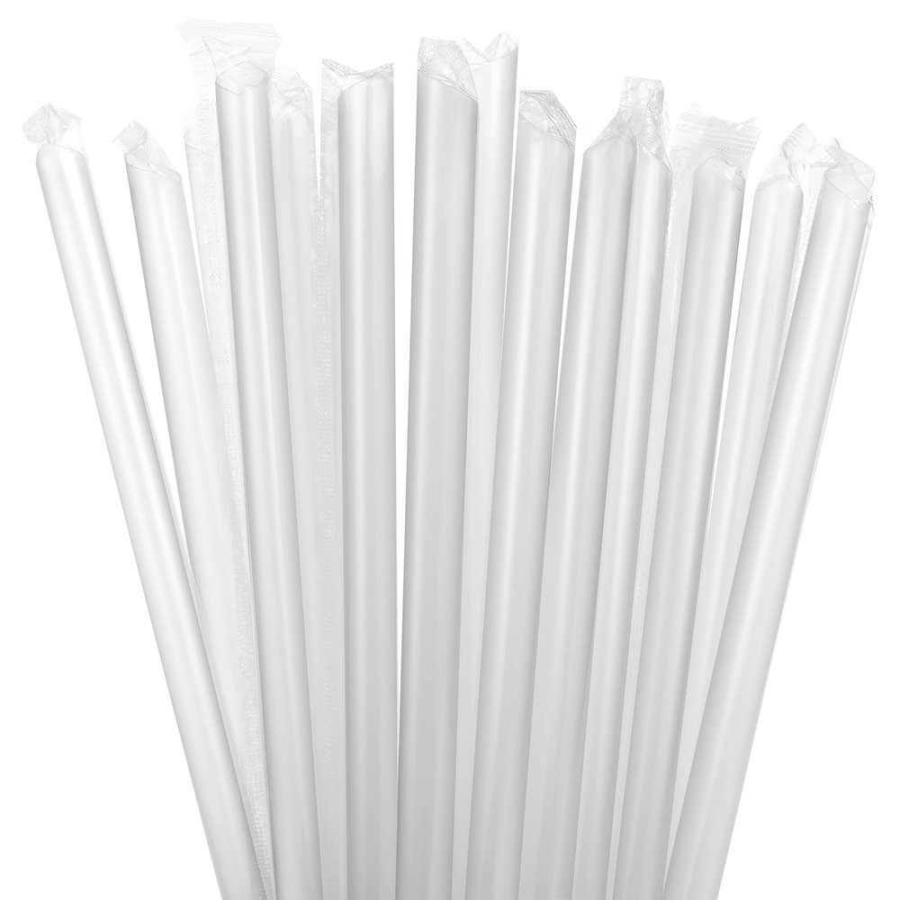 RENYIH 100 Pcs Clear Boba Straws Jumbo Smoothie Straws,Individually Wrapped Disposable Plastic Large Wide-mouthed Milkshake Drinking Straws(0.43" Wide X 9.45" Long)
