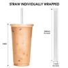RENYIH 100 Pcs Clear Boba Straws Jumbo Smoothie Straws,Individually Wrapped Disposable Plastic Large Wide-mouthed Milkshake Drinking Straws(0.43" Wide X 9.45" Long) view 2