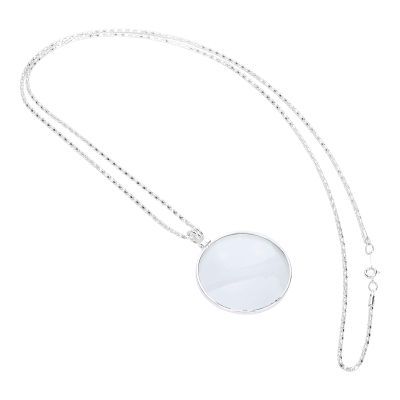 Hanging Magnifier, Mini Portable 5X Magnifier Necklace, Novelty Unisex Monocle, loupe Chain Jewelry Magnifier with Pendant Optical Lens, Increases Eyesight(Silver)