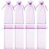 10pcs Sheer Wine Bag, Mesh Organza Wine Bottle Cover Dresses Wrap Christmas Bags with Drawstring (Lavender) view 1