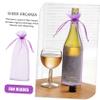 10pcs Sheer Wine Bag, Mesh Organza Wine Bottle Cover Dresses Wrap Christmas Bags with Drawstring (Lavender) view 3