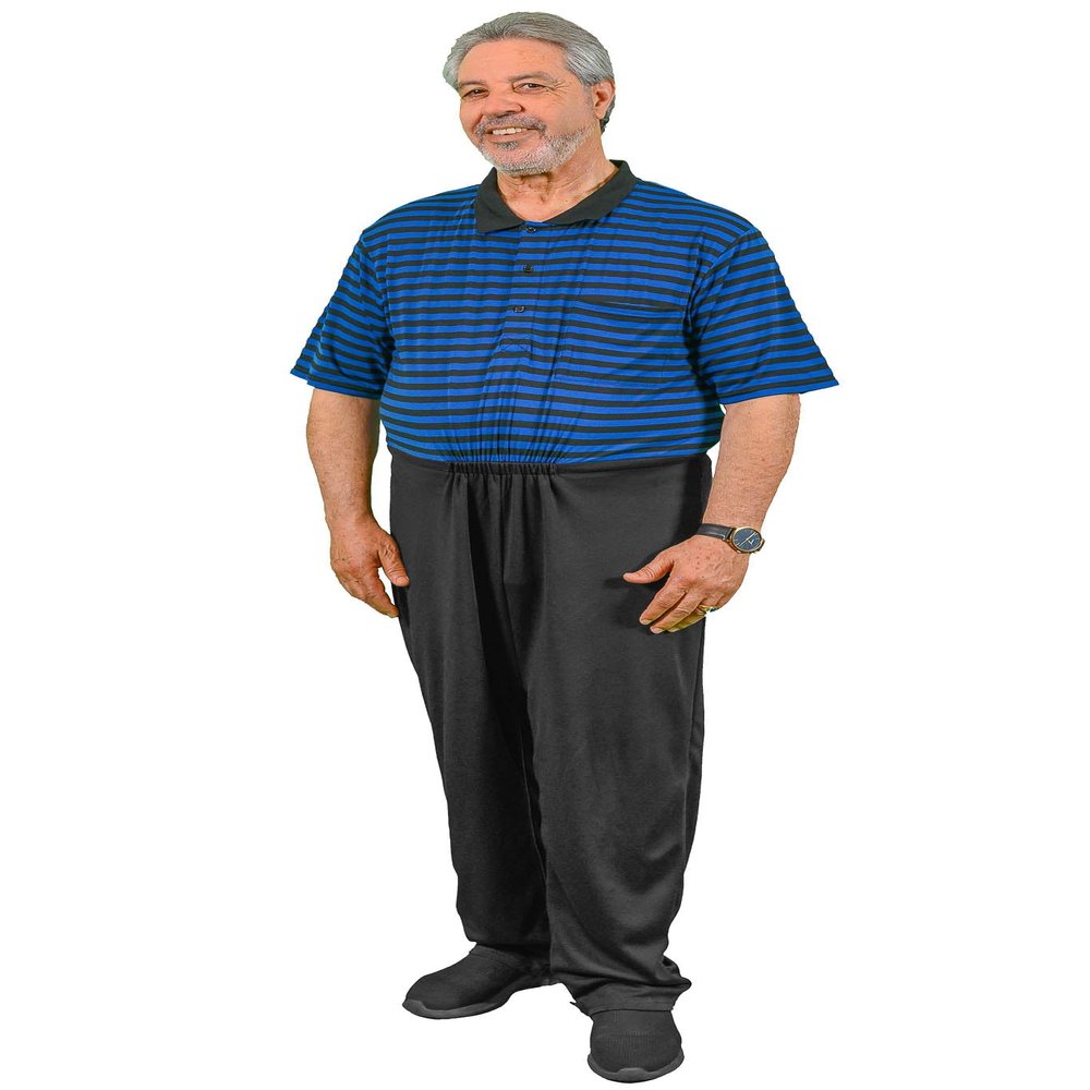 Ovidis Daytime Dementia Clothes - Alzheimers Anti-Strip Jumpsuit with Back-Zipper for Elderly Men - Charly Blue 2XL
