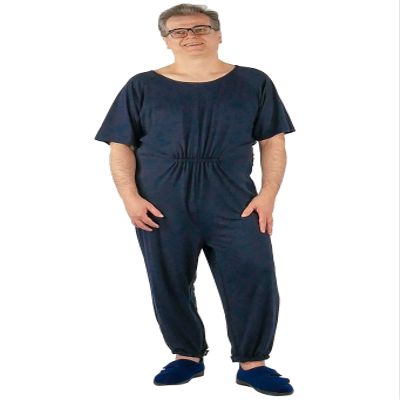 Ovidis Dementia Clothes - Alzheimers Anti-Strip Jumpsuit with Back-Zipper for Elderly Men - Bobby Navy M