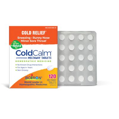 Boiron ColdCalm Tablets for Cold Symptoms of Sneezing, Runny Nose, and Sore Throat - 120 Count