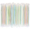 Flexible Plastic Straws Individually Wrapped 200 Pack - Striped Multi Colored BPA-Free Disposable Bendy Straw 8" Long - by DuraHome view 1