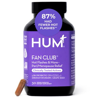 HUM Fan Club Menopause Probiotic Supplement, Estrogen Free Menopause Supplements for Women, Non Hormonal, Supports Energy & Hot Flashes, Grape Seed Extract & Siberian Rhubarb, 30 Vegan Capsules