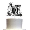 100 Birthday Black Glitter Cake Topper, 100th Party Decoration Ideas, Premium Quality, Sturdy Doubled Sided Glitter, Acrylic Stick. Made in USA view 1