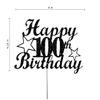 100 Birthday Black Glitter Cake Topper, 100th Party Decoration Ideas, Premium Quality, Sturdy Doubled Sided Glitter, Acrylic Stick. Made in USA view 2
