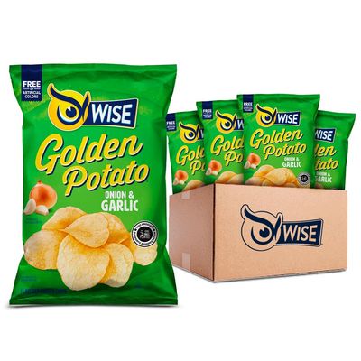 Wise Snacks Onion and Garlic Potato Chips Bulk Snack for Fun and Tasty Snacking 0.75 Ounce 40 Count, Gluten Free, 0g Trans Fat, No Preservatives