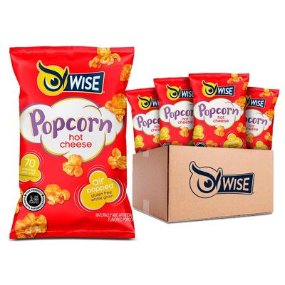 Wise Snacks Hot Cheese Popcorn 0.625 Ounce (42 Count), Air Popped Individual Snack Size Bags Healthy Popcorn Snacks, School and Halloween Snacks for Kids, Gluten Free