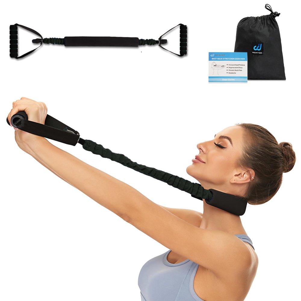 Neck Stretcher Exerciser, FSA/HSA Eligible, Cervical Traction Device for Neck Pain Relief and Spine Alignment. Portable Neck Traction Exerciser for Home/Office, Neck and Shoulder Relaxer Easy to Pull.