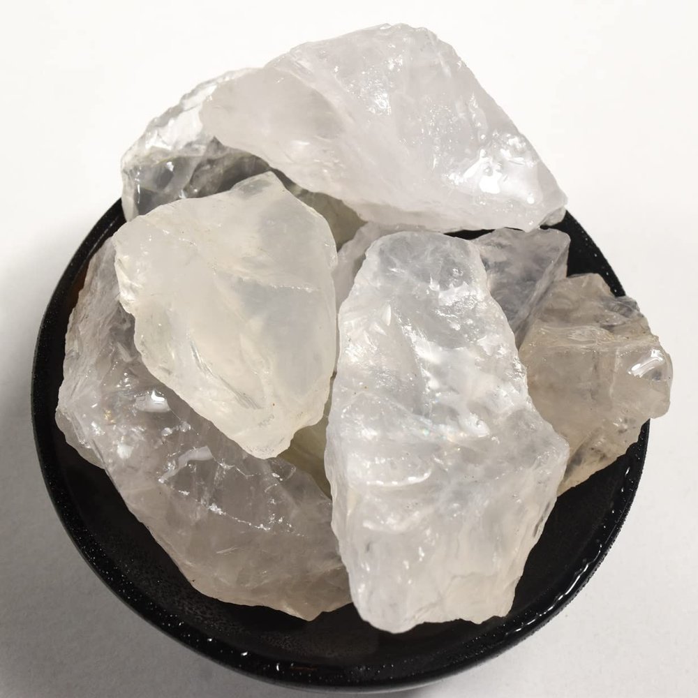 30PCs Clear White Girasol Rough Stones Natural Sparkling Translucent "Moon Opal" Gemstone Crystal Mineral Raw Specimens - Madagascar