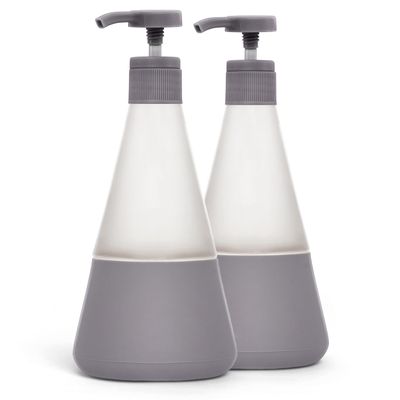 Cleancult Dish Soap Dispenser (15oz, 2 Pack) - Refillable Glass Soap Dispenser with Pump - Shatter Resistant Dish Soap Dispenser for Kitchen Sink - Non Slip Silicone Sleeve - Charcoal