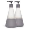 Cleancult Dish Soap Dispenser (15oz, 2 Pack) - Refillable Glass Soap Dispenser with Pump - Shatter Resistant Dish Soap Dispenser for Kitchen Sink - Non Slip Silicone Sleeve - Charcoal view 1