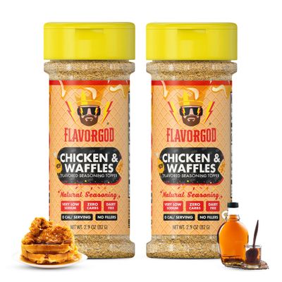 Chicken & Waffles Seasoning Topper Mix, 2 Bottles by Flavor God - Premium All Natural & Healthy Spice Blend for Chicken, Pasta & Vegetables - Kosher, Low Sodium Great Flavor Spices and Seasoning Gift