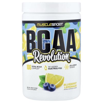 Musclesport BCAA Revolution Amino Acid Powder Supplement for Men & Women - Intra Workout Training Complex - Recovery Supplement (Blueberry Lemonade, 30 Servings)