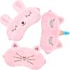 3 Pieces Sleep Mask for Kids, Girls Plush Sleeping Eye Cover Soft Eye Blindfold Cover Animal Shade for Kids(Pink,Bunny, Cat and Unicorn Style) view 1