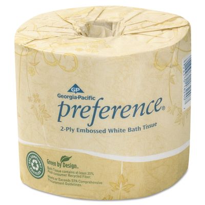 Pacific Blue Select Preference 1828001 Bathroom Tissue, 2-Ply, Pref, 550 Sh/RL, 80RL/CT, White