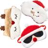 3 Pieces Christmas Eye Masks for Boys and Girls Sleeping Mask for Kids Sleep for Christmas, Santa Snowman Reindeer Cute Soft Plush Blindfold Gifts for Children Family Party Present view 1