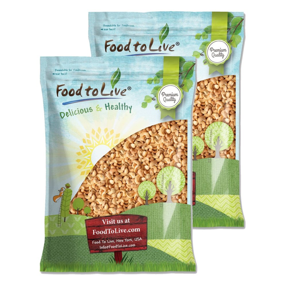 Food to Live Dry Roasted Whole Cashews, 14 Pounds Unsalted, Oven Roasted Nuts, No Oil Added, Kosher, Vegan, Bulk. Crunchy Texture. Good Source of Protein and Fats