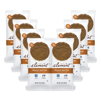 Element Snacks - Peanut Butter Rice Cakes (Pack of 8), All-Natural Rice, Healthy Snacks for Kids or Adults, Non GMO, Certified Gluten-Free and Kosher