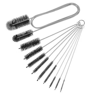 10PCS Flexible Drain Brush Straw Cleaner Brush Set,Pipe Cleaners Brush,61Inch Stainless Steel Double-Ended Hose Brush 8.2Inch Nylon Long CPAP Tube Cleaning Brush for Home Kitchen Sink Plumbing