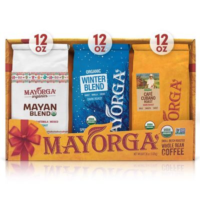 Mayorga Coffee Gift Pack of 3,12 oz bags-Cubano Roast Dark Roast, Mayan Blend Medium Roast, Muy Macho Bold Dark Roast-100% Arabica Whole Bean Caf Organic Coffee-Specialty Grade,Non-GMO,Direct Trade