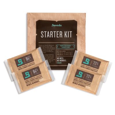 Boveda Starter Kit Bundle: Season a Wooden Storage Box Plus Maintain Humidity with 2-Way Humidity Control | Includes (2) Each Size 60 Boveda 84% RH & 72% RH | 1-Count