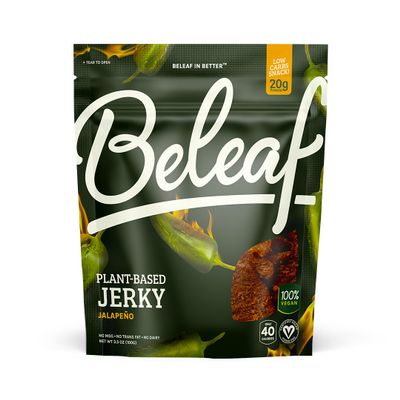 Beleaf Jalapeo Plant-Based Jerky: High-Protein Snack  Healthy and Flavorful Vegan Jerky for On-the-Go Energy  Tasty Meatless, Vegetarian Meat Alternative (1 Pack)