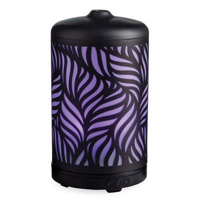 Airome Rotating 100 mL Ultrasonic Essential Oil Diffuser with LED Light | 360 Carousel Rotation, Black Metal Wild Palm