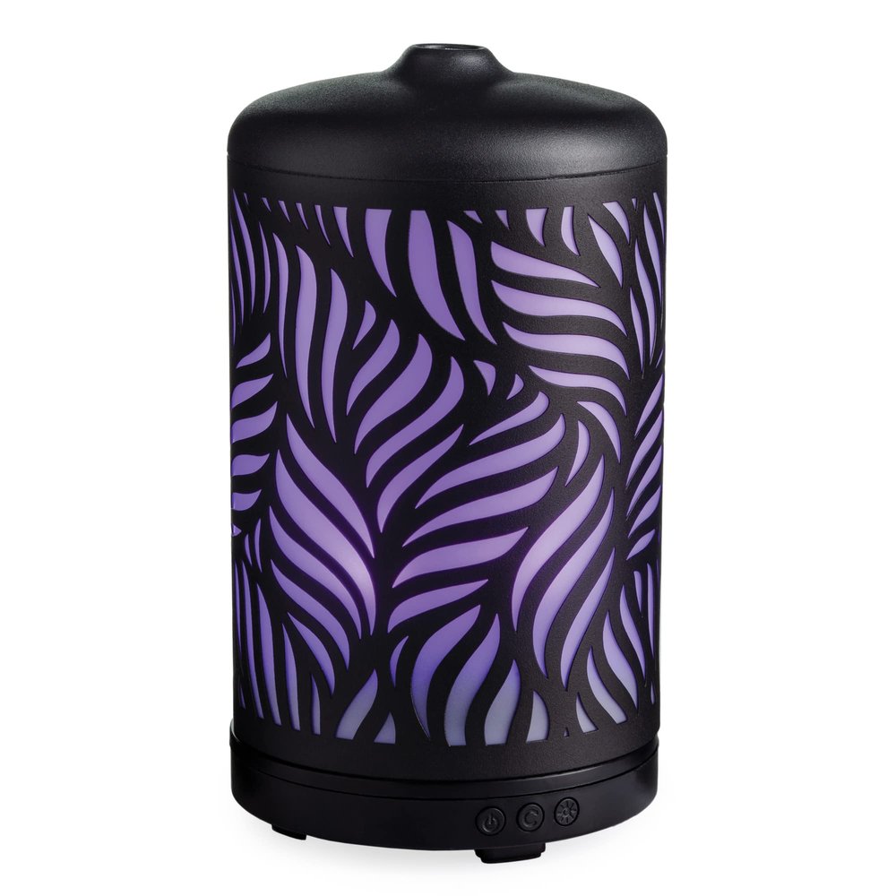 Airome Rotating 100 mL Ultrasonic Essential Oil Diffuser with LED Light | 360 Carousel Rotation, Black Metal Wild Palm