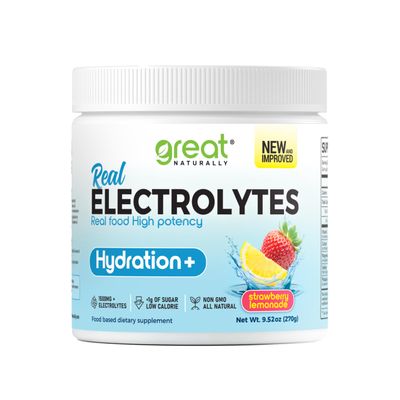 Electrolytes Powder Hydration | Real Food High potency | Strawberry Lemonade 30 Servings | High potency Electrolyte powder | Hydration drink mix | Electrolyte Supplement Potassium Magnesium Calcium