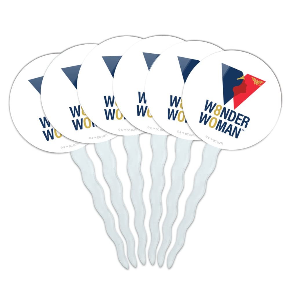 GRAPHICS & MORE Wonder Woman 80th Logo Cupcake Picks Toppers Decoration Set of 6