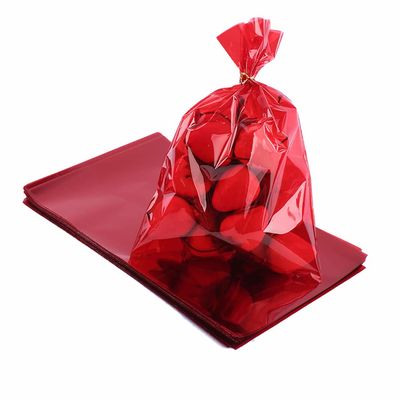 CC wonderland zone Red Cellophane Treat Bags - 50 Pack Gift Cello Plastic Bags with Ties,for Candy Cookie Goodie Party Favors,6x9 inch