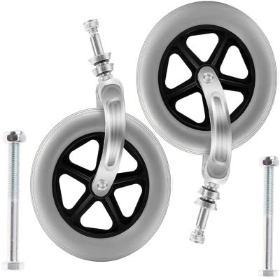 1 Pair of 7 inch Wheelchair Castor Wheels, Caster with Polyurethane Rubber Tire, Wheelchair Wheels Parts for Wheel Wheelchairs, Electric Drive Wheelchair (Color : Gray, Size : 17cm/6.69in)
