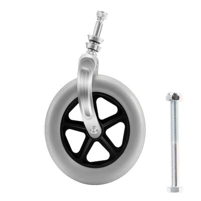 1 pcs Wheelchair Caster Wheels, Caster Wheel with Front Fork,Solid Roll Caster Wheels in 7 inch for Wheelchairs Anti-wear & Non-Slip (Black/Grey) (Color : Gray, Size : 17cm/6.69in)