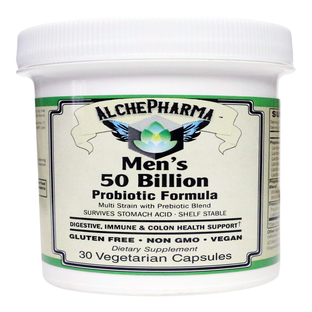 AlchePharma Men's 50 Billion Probiotic Formula (Proprietary Lactobacillus, Bifidobacterium Blend) W/New Preservation Technology (30 Vcaps)