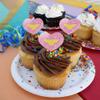 GRAPHICS & MORE Wonder Woman 80th Logo Pattern Heart Love Cupcake Picks Toppers Decoration Set of 6 view 4