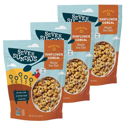 Seven Sundays Sunflower Cereal, Maple Sea Salt, 8 Oz Bag (Pack of 3), Grain & Gluten Free, 5g Upcycled Protein, 0g Refined Sugar, Salty Sweet Snack