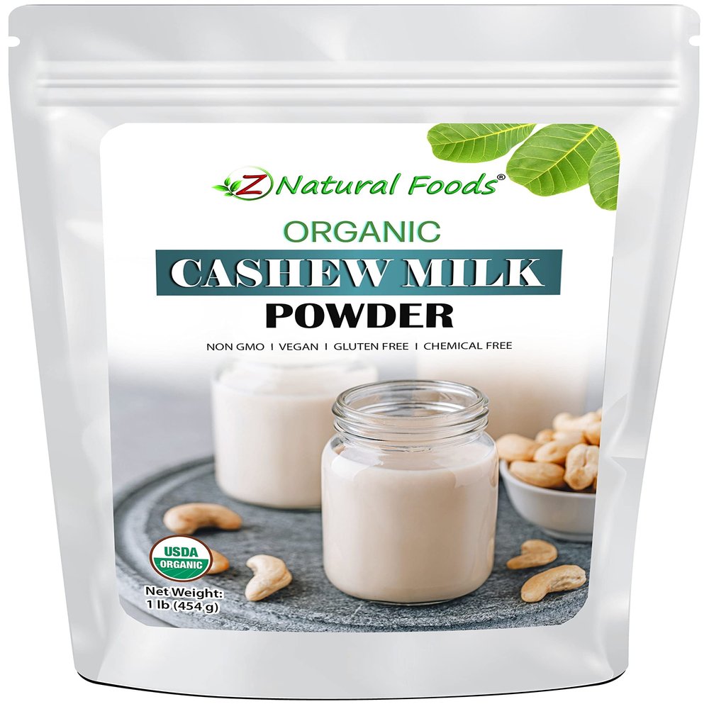 Z Natural Foods Organic Cashew Milk Powder, Cashew Milk for Healthy Insulin Levels, Heart, and Skin, Ideal for Smoothies, Cereal, and Recipes, Non-GMO, Vegan, Gluten-Free, Kosher, 1 lb.