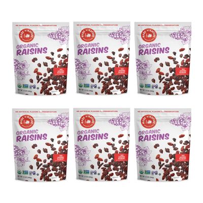 Made In Nature Organic Dried Raisins, 12 Ounce (Pack of 6)  Vegan Snack, Non-GMO, Kosher