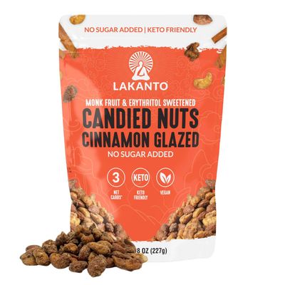 Lakanto Candied Nuts Cinnamon Glazed - No Sugar Added, Sweetened with Monk Fruit, 3 Net Carbs, Keto Diet Friendly, Vegan, On the Go Snack Anytime (Cinnamon Glazed)