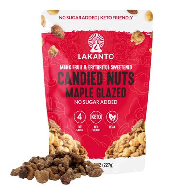 Lakanto Candied Nuts Maple Glazed - No Sugar Added, Sweetened with Monk Fruit, 3 Net Carbs, Keto Diet Friendly, Vegan, On the Go Snack Anytime (Maple Glazed)